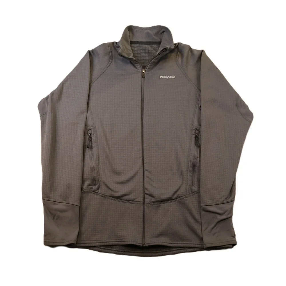 Patagonia Mens Medium R1 Full Zip Fleece Jacket Grey Polartec Power Dry
